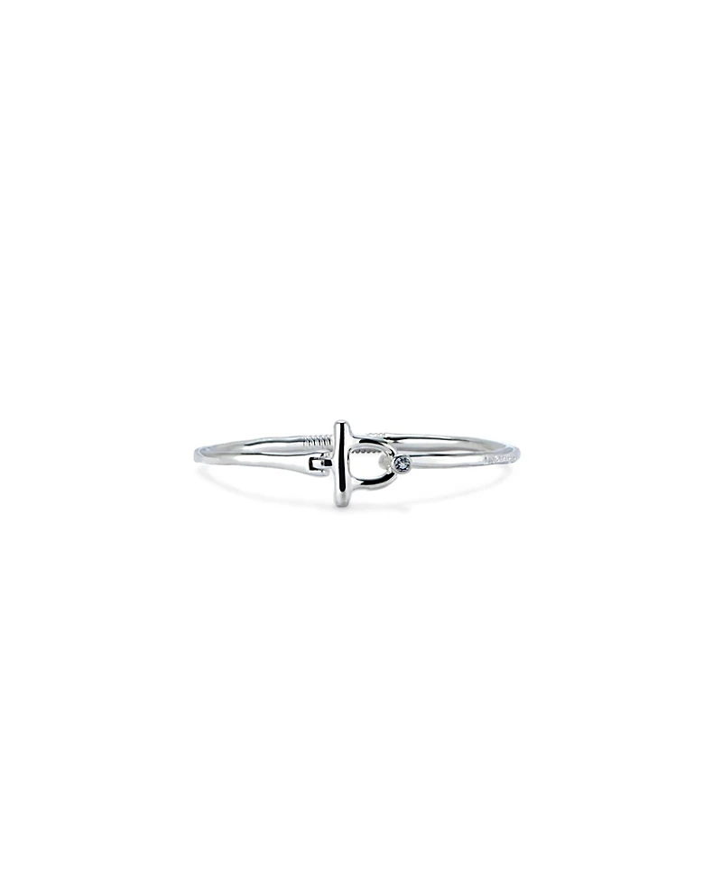Unode50 Sterling Silver-Plated Bangle Bracelet with White Topaz