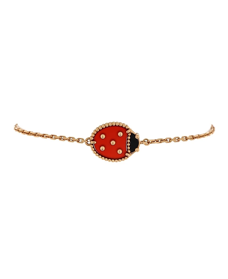 Pre-Owned Van Cleef & Arpels Lucky Spring Ladybug Bracelet 18K Rose Gold with Carnelian and Onyx