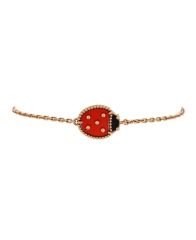 Pre-Owned Van Cleef & Arpels Lucky Spring Ladybug Bracelet 18K Rose Gold with Carnelian and Onyx