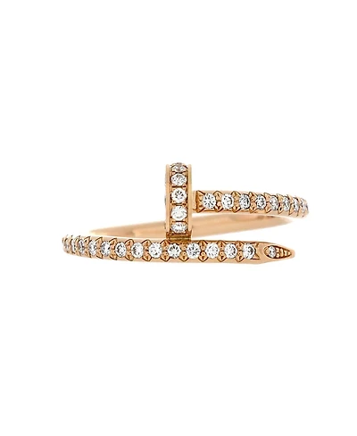 Pre-Owned Cartier Small Juste un Clou Paved Ring 18K Rose Gold with Diamonds