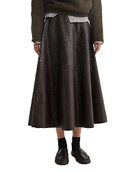 ROHE A Line Croco Leather Skirt