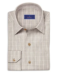 David Donahue Cashmere Blend Herringbone Check Sport Shirt