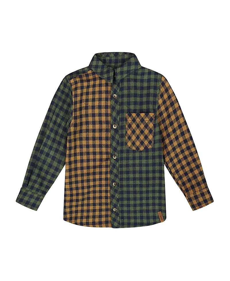 Deux par Deux Boys' Long Sleeve Flannel Shirt - Little Kid, Big Kid