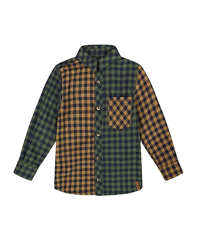 Deux par Deux Boys' Long Sleeve Flannel Shirt - Little Kid, Big Kid