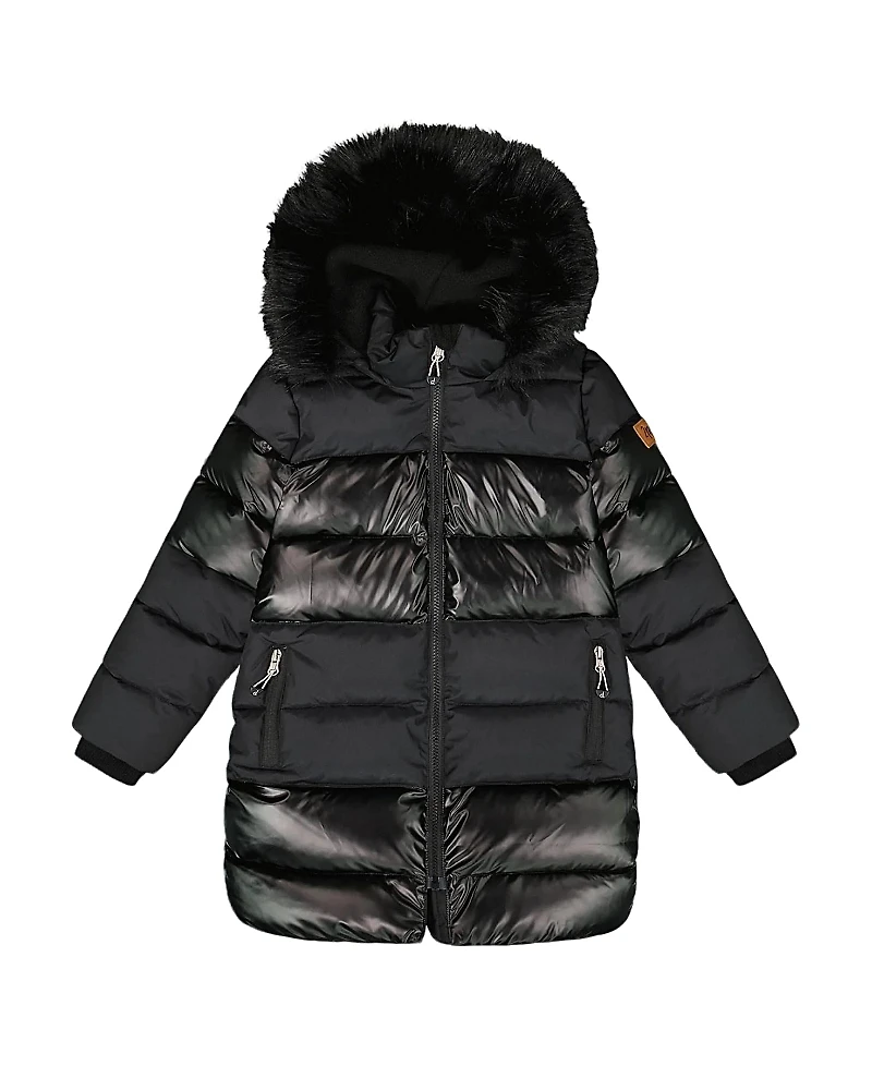 Deux par Girls' Long Metallic Puffy Winter Coat