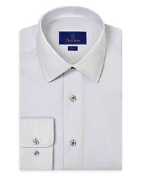 David Donahue Slim Fit Micro Print Stretch Twill Dress Shirt