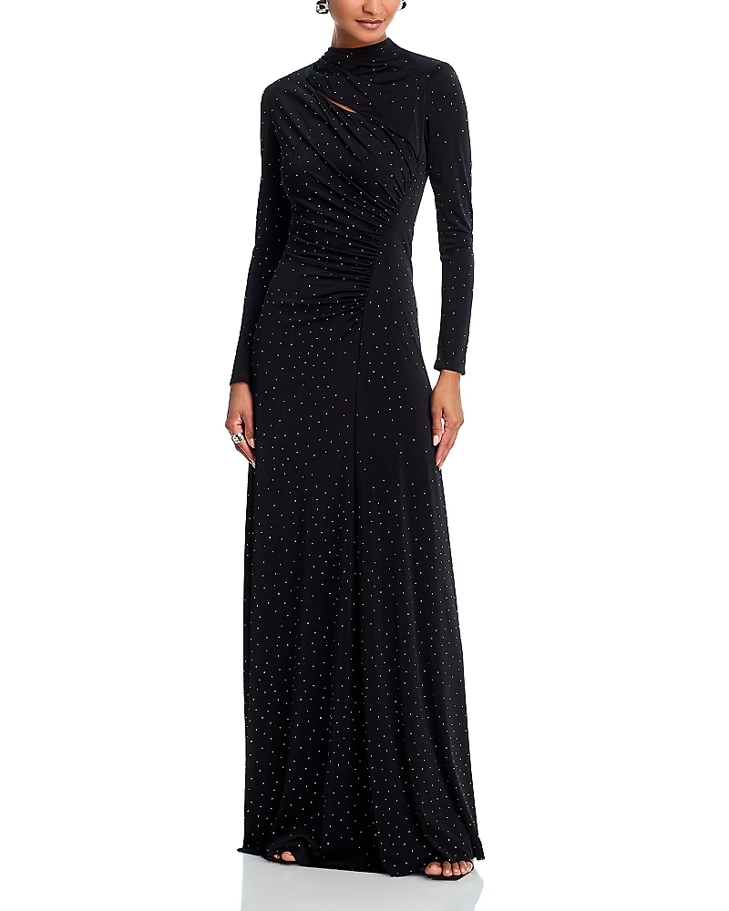 Aqua Long Sleeve Studded Gown - Exclusive