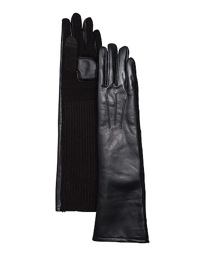 Echo Fully Long Leather & Wool Blend Knit Tech Gloves
