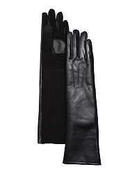 Echo Fully Long Leather & Wool Blend Knit Tech Gloves