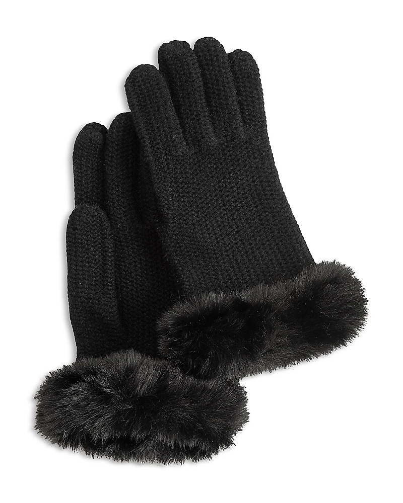 Echo Brioche Stitch Faux Fur Gloves