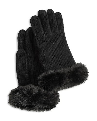 Echo Brioche Stitch Faux Fur Gloves