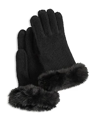 Echo Brioche Stitch Faux Fur Gloves