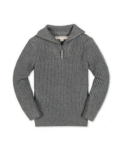 Hope & Henry Boys' Organic Rib Knit Half Zip Pullover Sweater - Little Kid, Big Kid