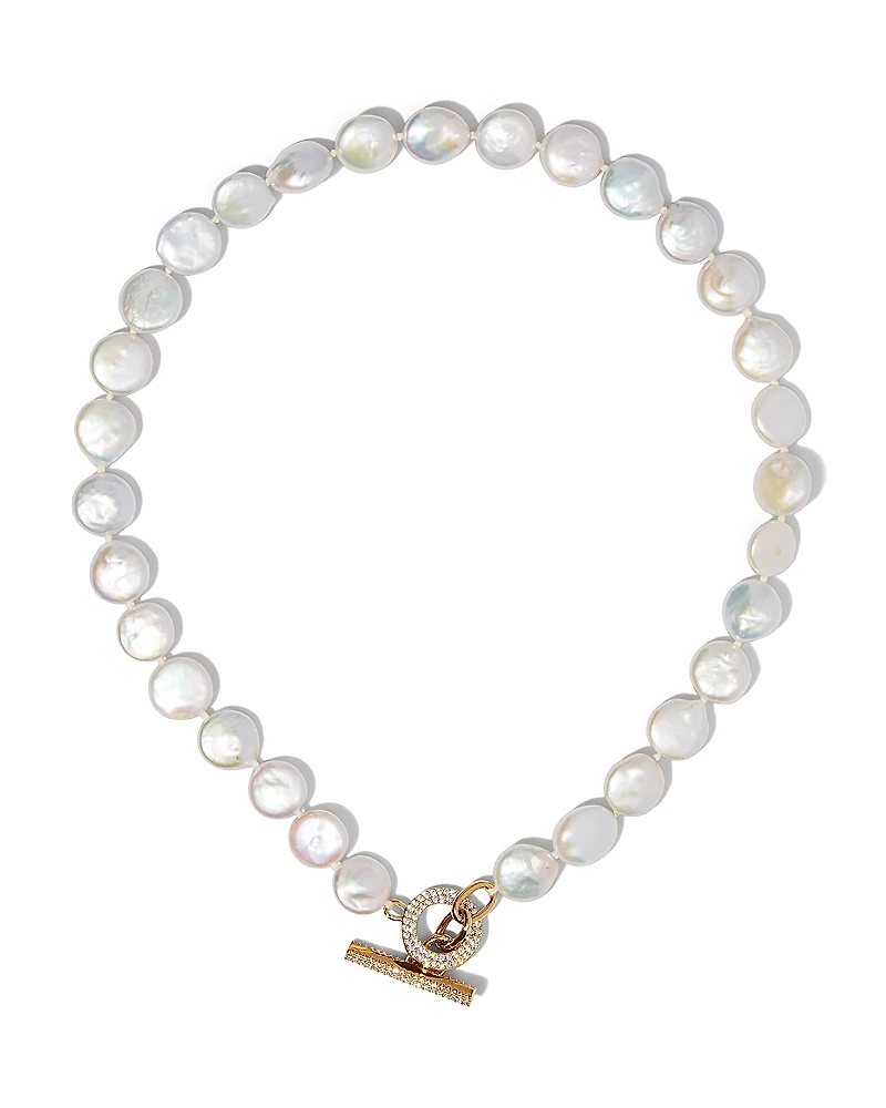 Nadri Poppy Cultured Freshwater Pearl Coin Collar Necklace, 17