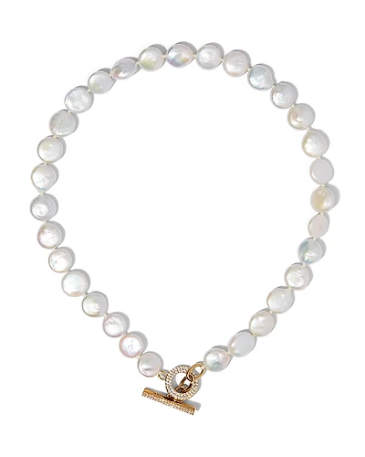 Nadri Poppy Cultured Freshwater Pearl Coin Collar Necklace, 17