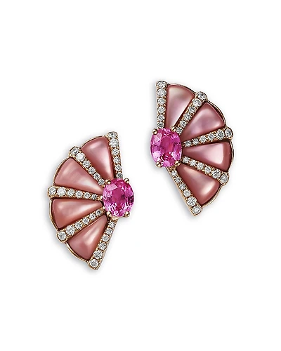 Bloomingdale's Fine Collection Multi Sapphire & Diamond Stud Earrings