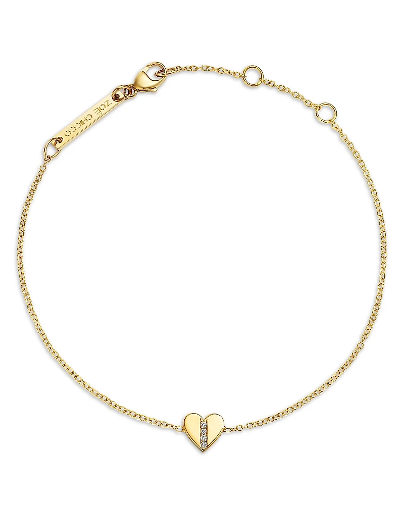 Zoe Chicco 14K Yellow Gold Midi Bitty Symbols Diamond Heart Bracelet