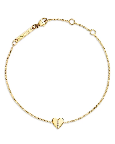 Zoe Chicco 14K Yellow Gold Midi Bitty Symbols Diamond Heart Bracelet