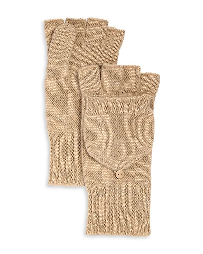 C by Bloomingdale's Cashmere Ribbed Knit Cashmere Pop Top Mittens - Exclusive