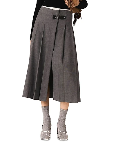 Maje Pleated Midi Skirt
