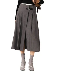 Maje Pleated Midi Skirt
