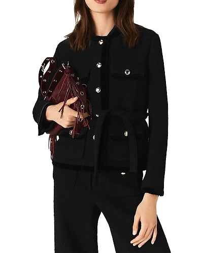 Maje Velvet Belted Jacket