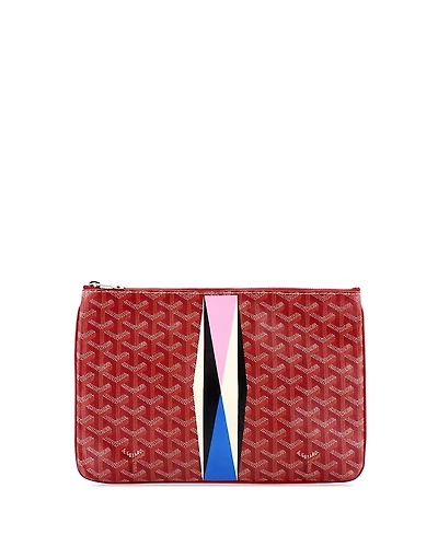 Pre-Owned Goyard Mm Senat Zip Pouch Printed Coated Canvas