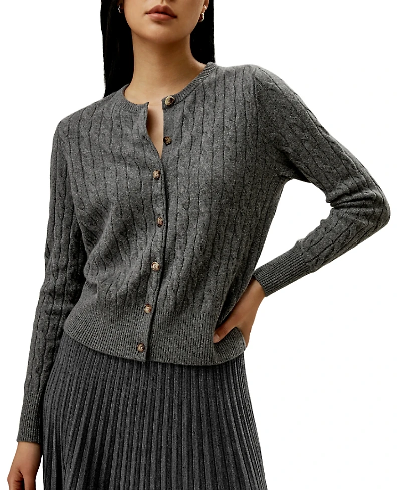 Lilysilk Baby Cashmere Cable-Knit Cardigan