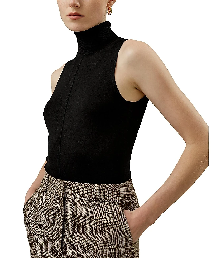 Lilysilk Silk Knitted Turtleneck Sleeveless Top