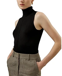 Lilysilk Silk Knitted Turtleneck Sleeveless Top
