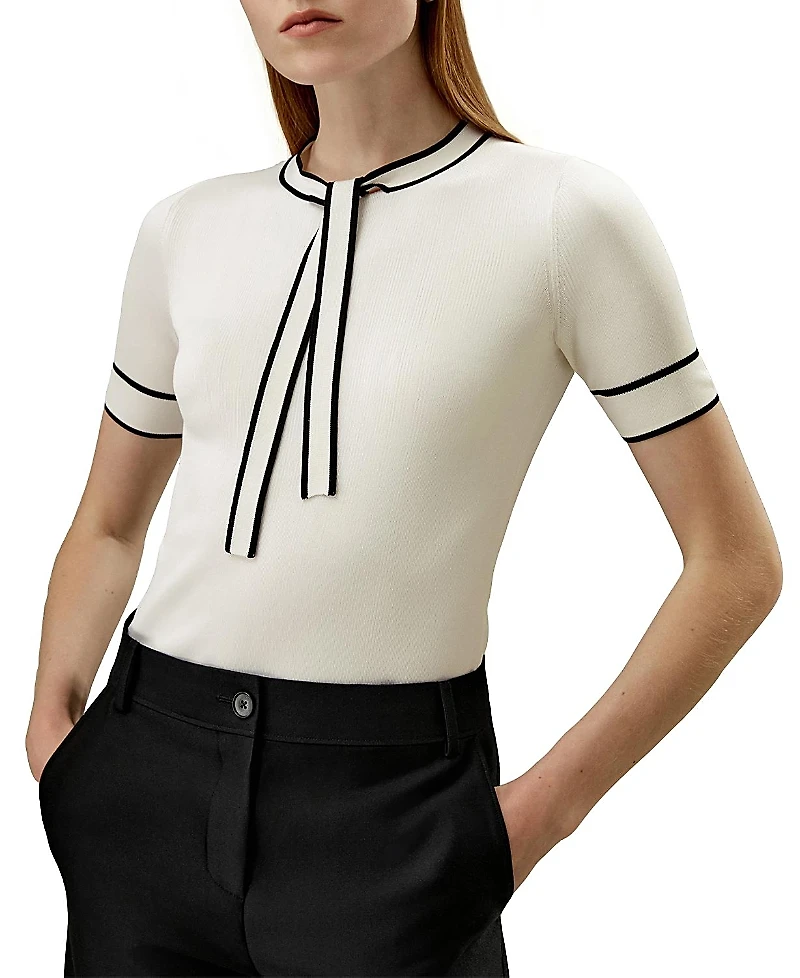 Lilysilk Silk Knit Top with Ribbons