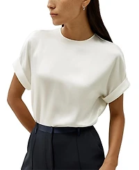 Lilysilk Obliuque Sleeves Round Neck Silk Tee