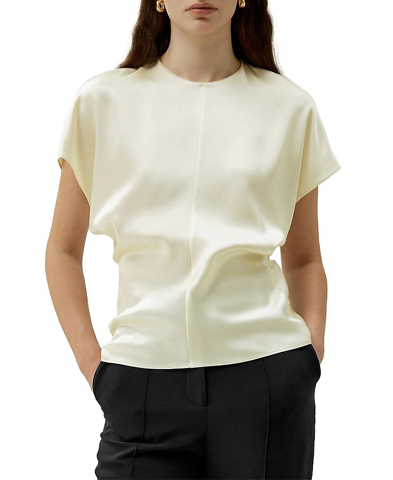 Lilysilk Short Batwing Sleeve Silk Contour Top