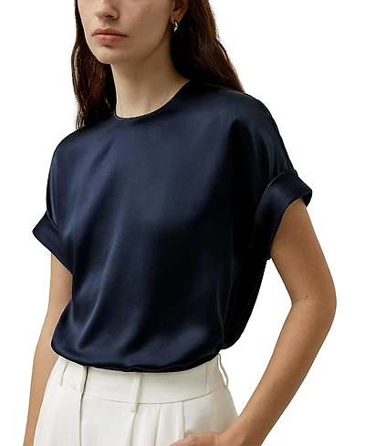 Lilysilk Obliuque Sleeves Round Neck Silk Tee