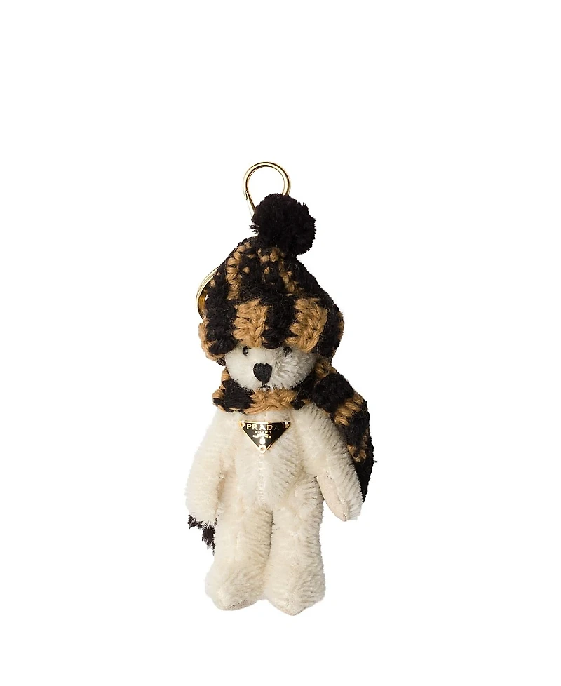 Prada Teddy Bear Bag Charm with Metal Ring