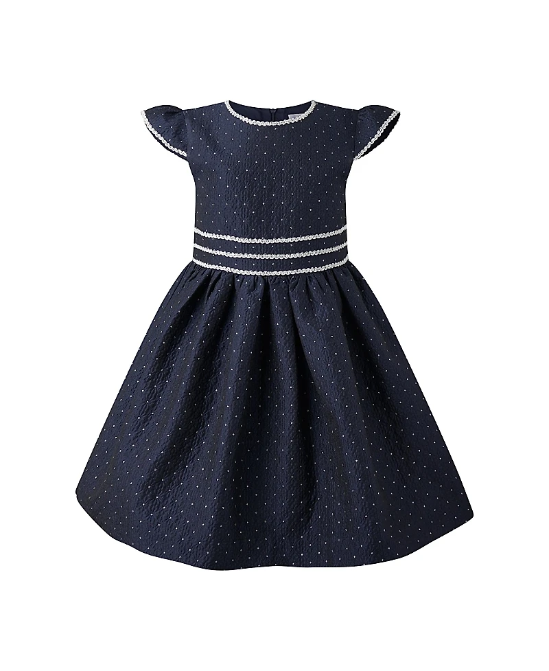 Rachel Riley Girls' Dot Damask Dress - Little Kid, Big Kid