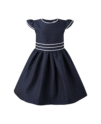 Rachel Riley Girls' Dot Damask Dress - Little Kid, Big Kid
