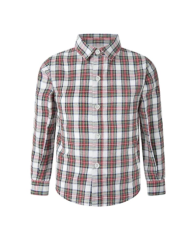 Rachel Riley Boys' Ivory Tartan Shirt - Little Kid, Big Kid