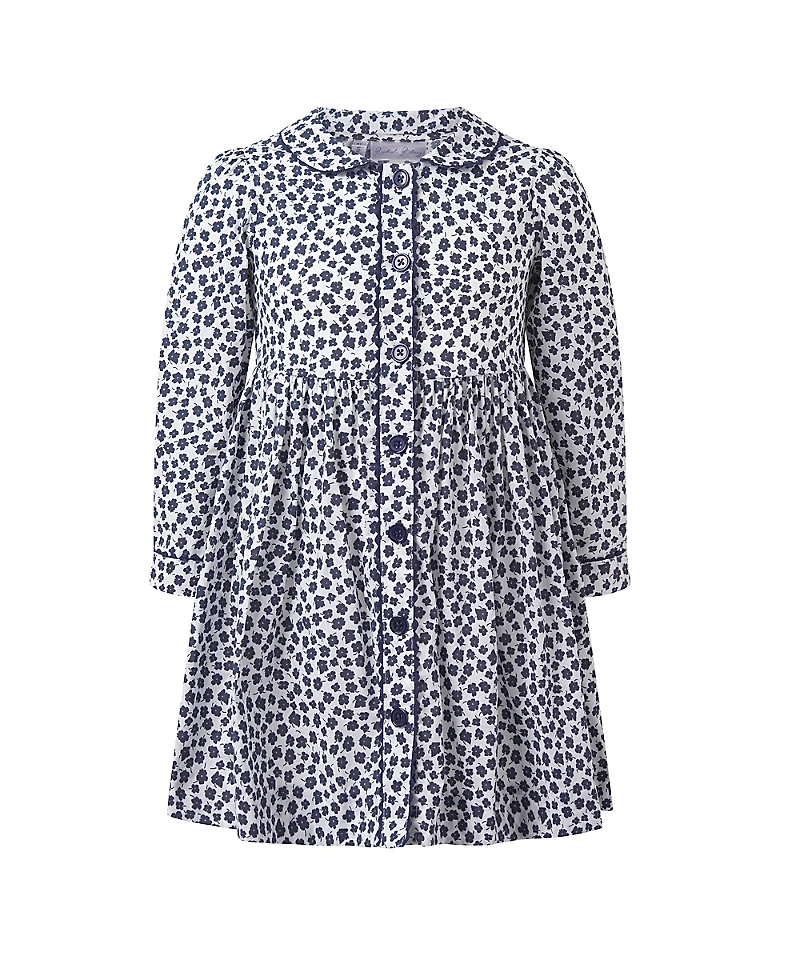 Rachel Riley Girls' Navy Floral Button-Front Dress - Little Kid, Big Kid