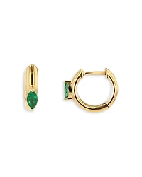 Moon & Meadow 14K Yellow Gold 14K Hoops Emerald Small Hoop Earrings
