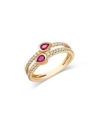 Bloomingdale's Fine Collection Ruby & Diamond Double Row Ring