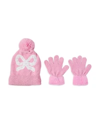 Omg Accessories Girls' Bow Hat & Gloves Set - Big Kid