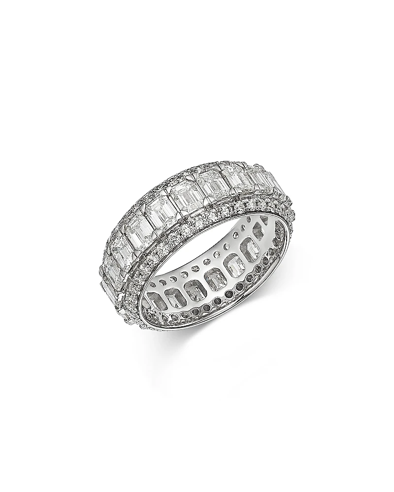 Bloomingdale's Fine Collection Diamond Emerald & Round Cut Eternity Band