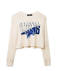 Junk Food Clothing Women's Nfl Detroit Lions Slant Crop Thermal