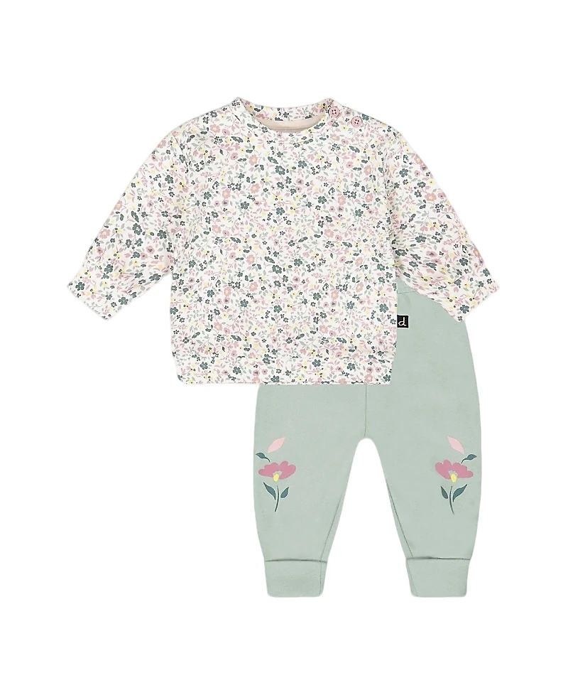 Deux par Girls' Organic Cotton Evolutive Pant and Long Sleeve Top Set - Baby