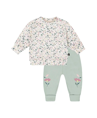 Deux par Girls' Organic Cotton Evolutive Pant and Long Sleeve Top Set - Baby