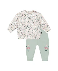 Deux par Girls' Organic Cotton Evolutive Pant and Long Sleeve Top Set - Baby