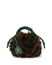 Kurt Geiger London Macrame Crystal Small Faux Fur Bucket Bag
