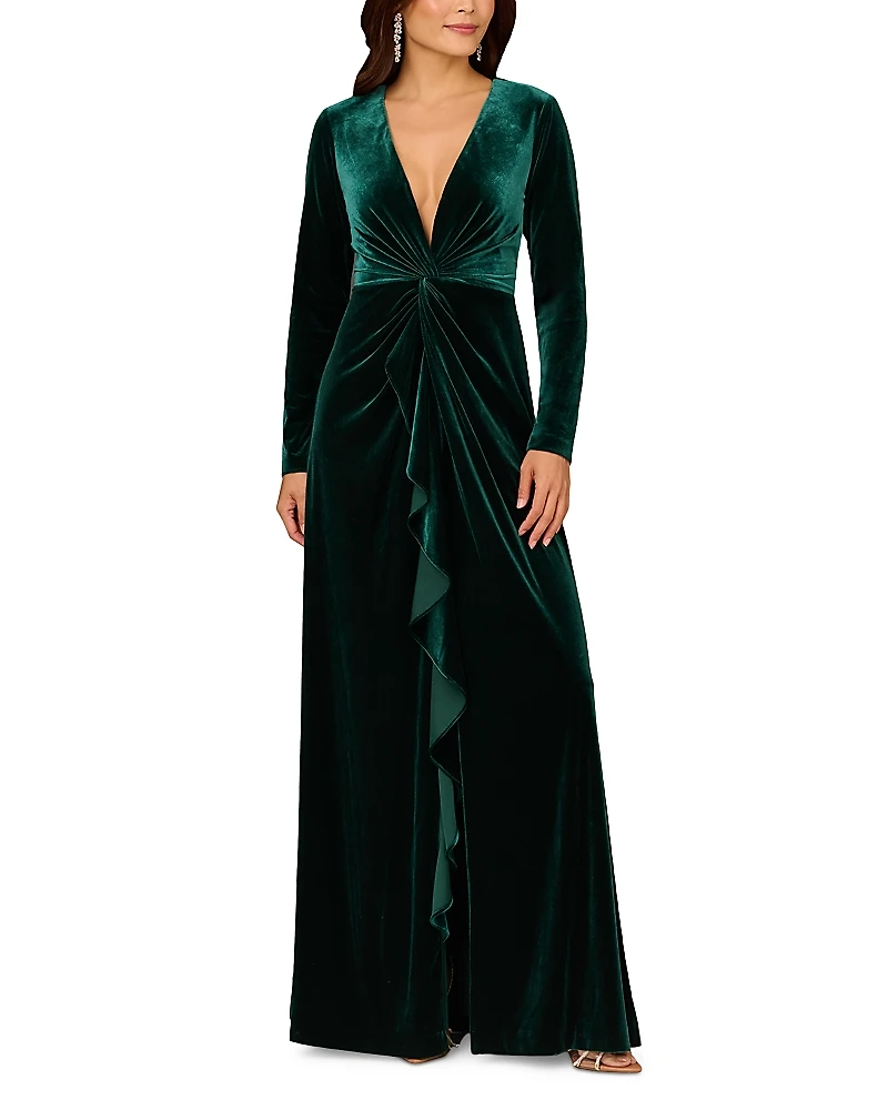 Aidan Mattox Velvet Twist Gown