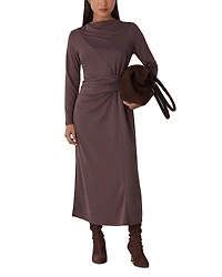 Whistles Petite Ruched Detail Midi Dress